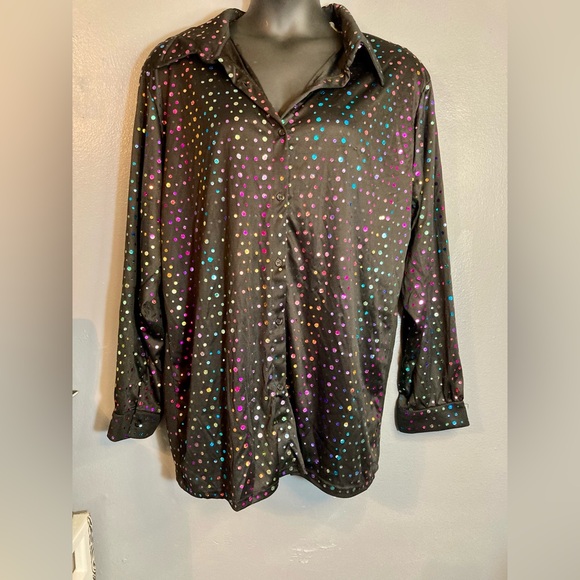 Dreamguy mens black rainbow sequin button up shirt - Picture 1 of 6